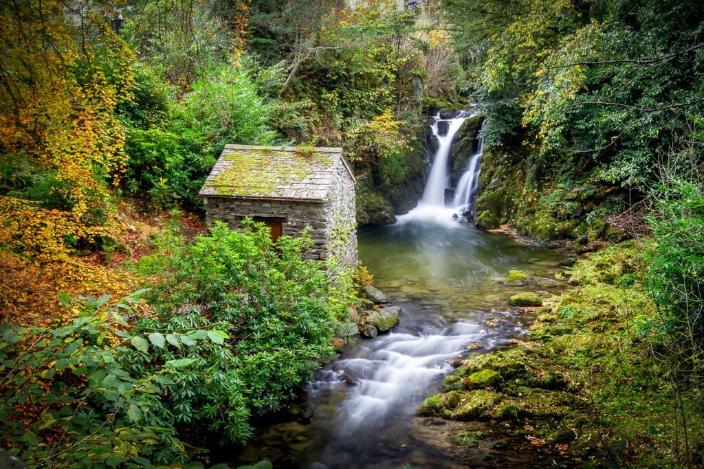 Autumn colours at Rydal Falls and Grot.